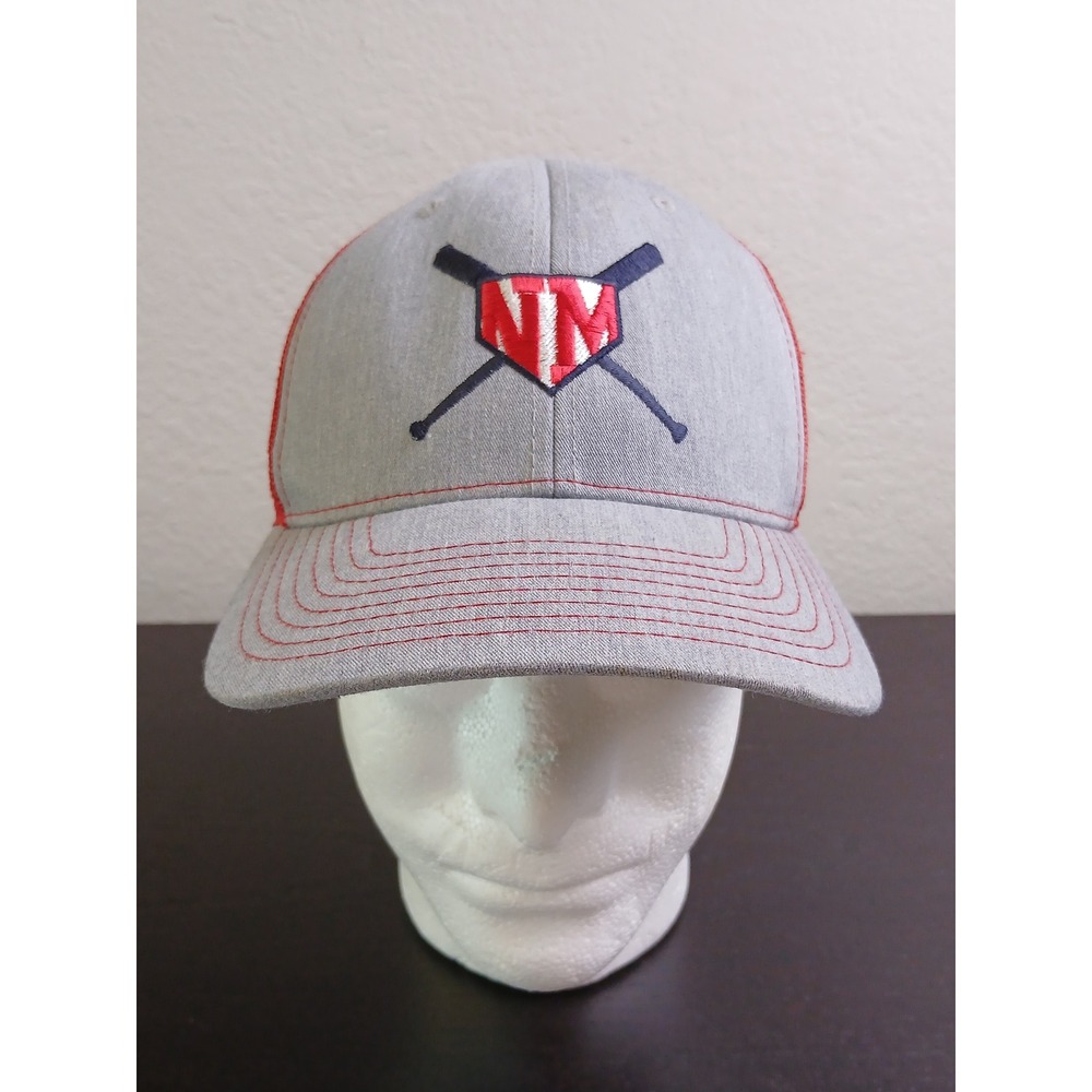 Richardson 112 Trucker Hat Heather Gray Red NM Baseball Logo Snapback Cap